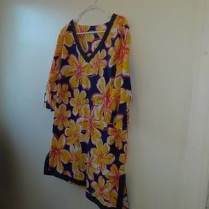 WB Tunic/Swim Cover Bold Floral Summer Cotton sz M